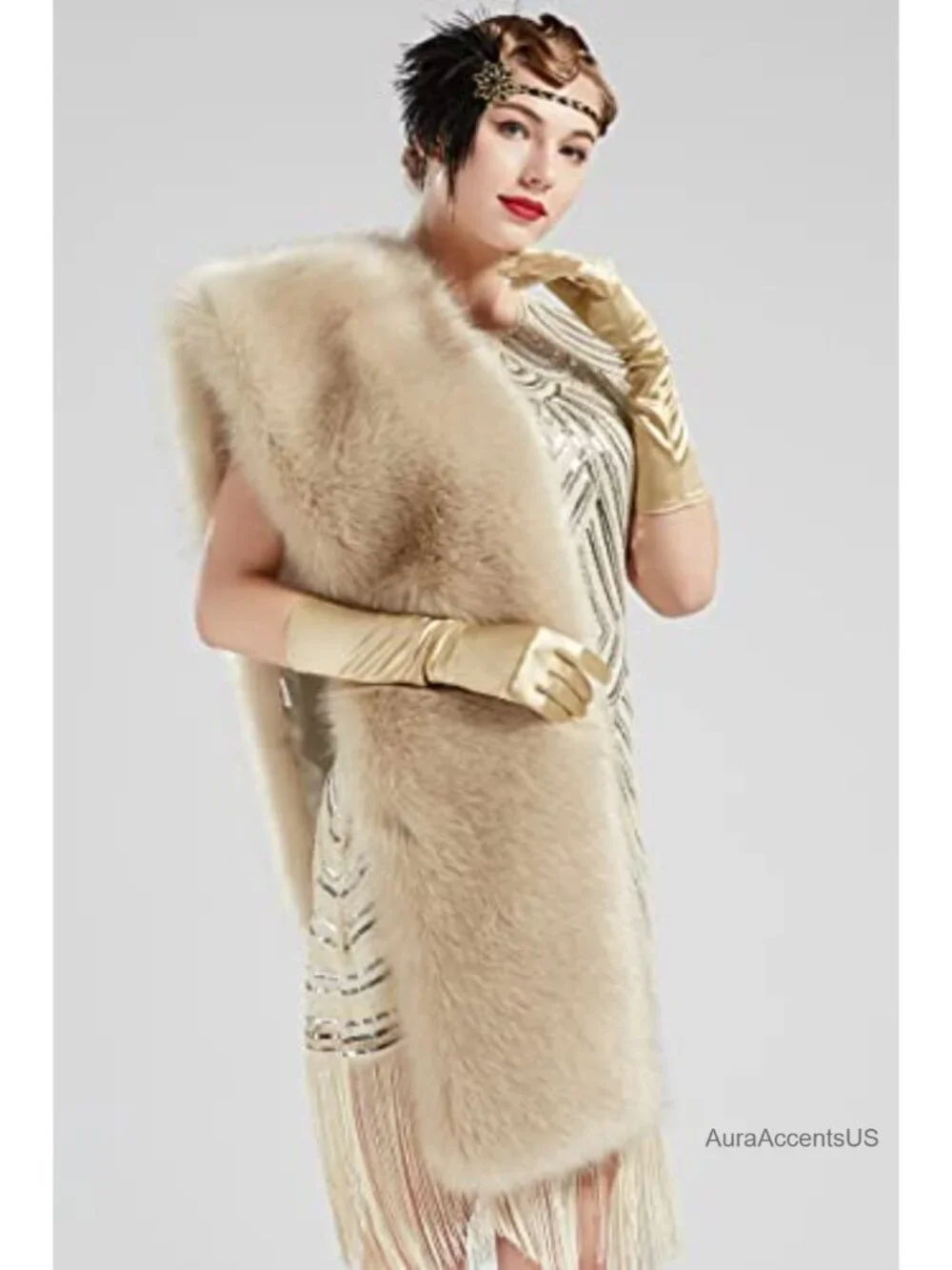 Faux Fur Collar Shawl Scarf Wrap Cape Winter Coat Accessory